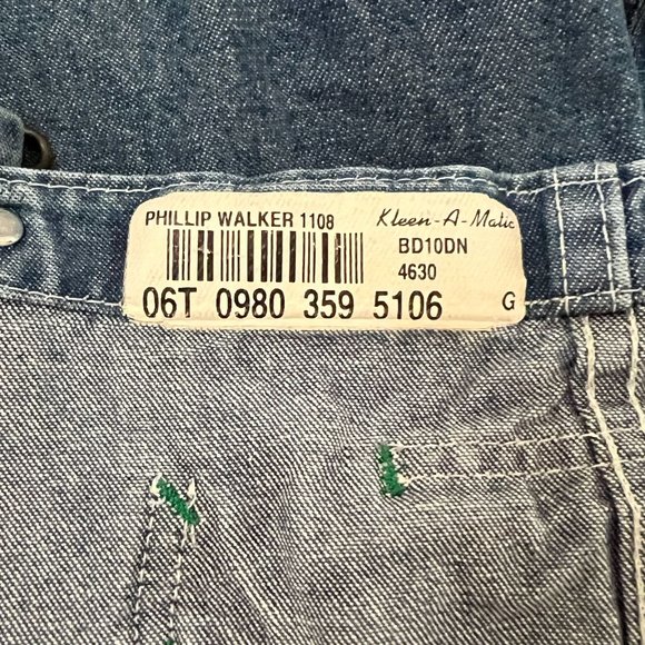 Y2K Red Kap Denim Bib Overalls 46x30 Paint Patina Utility Carpenter Grunge VF - Picture 13 of 16